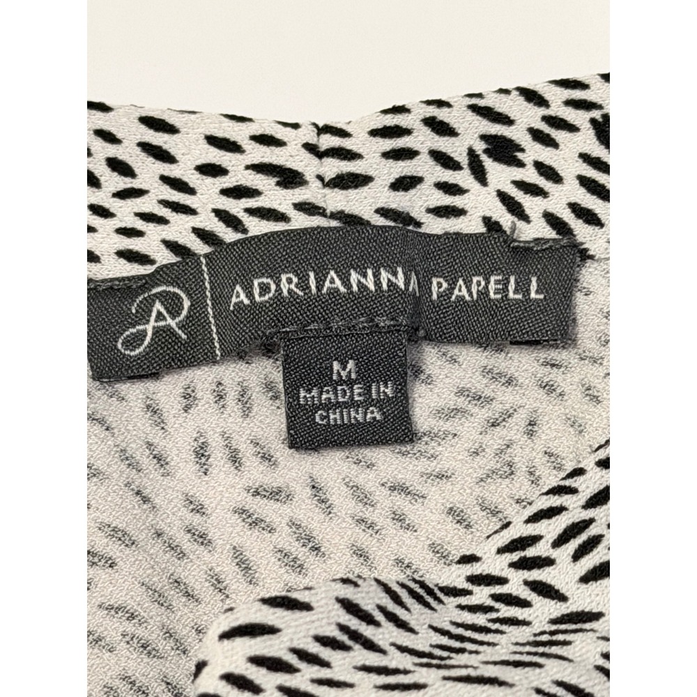 Adrianna Papell Halter Top Womens Medium Black White Excellent Tie Neck Blouse - Picture 3 of 6